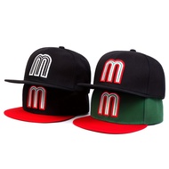หมวกเบสบอลปักลายตัวอักษร MEXICO M หมวกฮิปฮอปปรับได้สำหรับทั้งชายและหญิงหมวกลำลองกลางแจ้งหมวกสแนปแบคผ้าฝ้าย