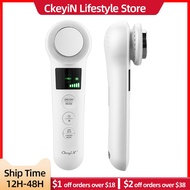 ❃Ckeyin Ems Face Massager Led Photon Beauty Device Hot Cold Therapy Vibration Massage Face Lift Wrin