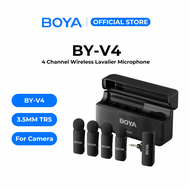 BOYA BY-V4/V4D/V4U  4-Channel Lavalier Lapel Wireless Microphone for iP/USB-C/Tablet/Laptop