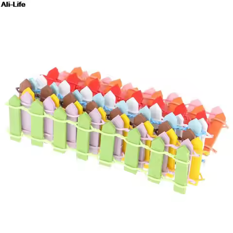 5pcs Lattice Wooden Fence Mini Signs Fairy Dollhouse Garden Plant Figurine Decor Ornament Landscape