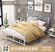 歐式鐵藝公主床 床架 bed  （包送貨Free Delivery）鐵架床 簡約鐵藝床單  鐵藝床  勾花單人床  雙人床 床褥 床架 T-LID1105-JM