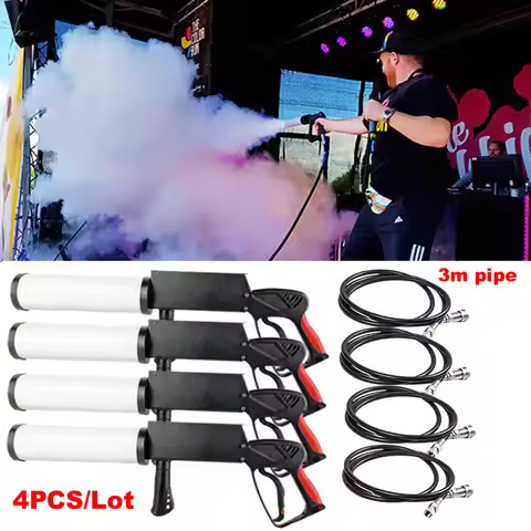4PCS/LOT Carbon Dioxide Gas Column Gun 3M Pipe Handheld LED CO2 Jet Fog Machine DJ Bar RGB Party Clu