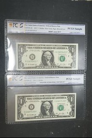 PCGS-Sample  2013 美金一元2張  每張@$100  全新直版