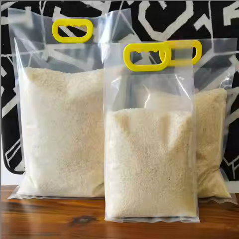 10pcs 5kg/10kg Rice Grain Packaging Bag Transparent with Handle Food Vacuum Bag Moisture-proof Insec