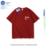 NASA GISS เสื้อยืดหญิงชาย สไตล์มินิมอล เสื้อ summer รูปหัวใจพิมพ์ลาย ผ้าฝ้ายแท้ ทรงหลวม NASA เสื้อยื
