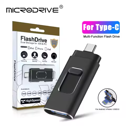 USB Flash Drives 4 in 1 type c Compatible iPhone/iOS/Apple/iPad/Android & PC 256GB Lightning OTG Jum