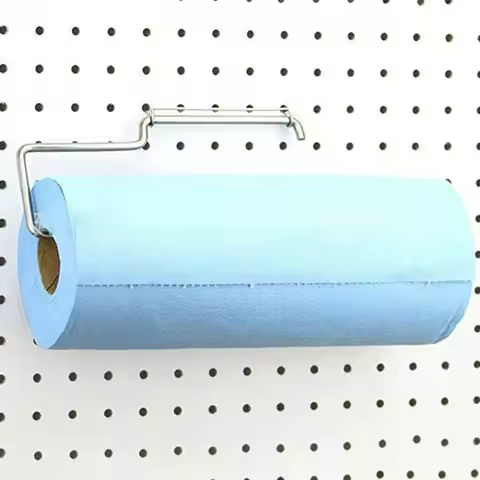 1Pcs Peg Board Pegboard Paper Towel Holder Kitchen Laundry Room Accessory Metal Pegboard Hook Silver
