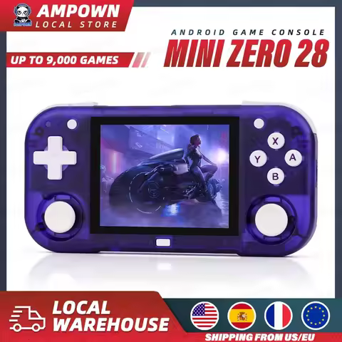 AMPOWN Mini Zero 28 Handheld Game Console 2.8'' IPS Screen AllWinner A133P CPU Android OS Wifi MAGIC