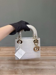 Dior 三格戴妃 鎏金漸變灰 超高級！鱷魚皮