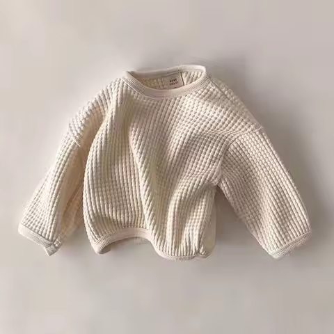 MILANCEL Spring Waffle Kids Baby Blouse Hoodie for Boys Brief Girls Tops Shirt Clothes for Newborns 