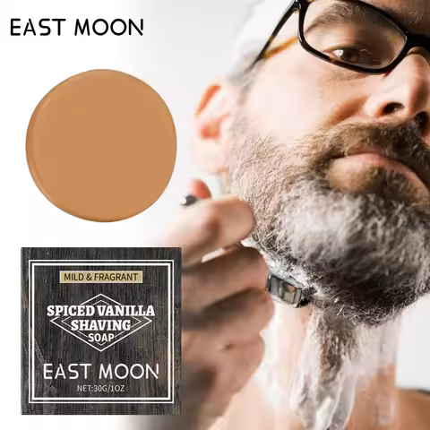 EAST MOON Spiced Vanilla Shaving Soap--Delicate, Rich Foam for a Comfortable Shaving Experience That