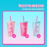 COD[4pcs] MINISO x Barbie Tumbler Sunlight Shining Straw Plastic Cup 4-Piece Set 520mL Water Cup Str