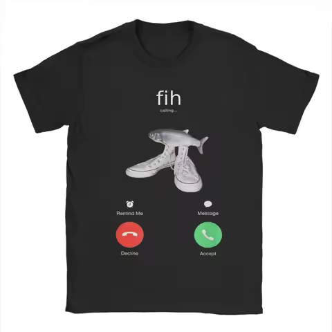 Fih Meme Fish Calling Shirt Misspelled Fih Is Calling T-Shirt Men Women Crew Neck Pure Cotton T Shir