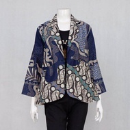 Blazer Tricot Batik Solo Atasan Kerja Blazer Kantor Outer Batik Wanita
