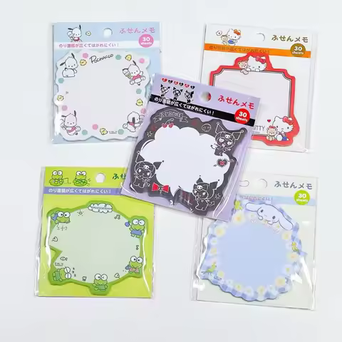 Sanrio Cute Kuromi Cinnamoroll Stationery Planner Notepad Pochacco Kuromi Memo Pad Sticker Label Sch
