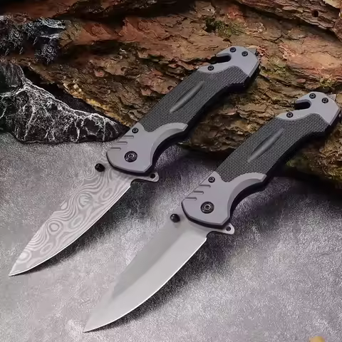 1pc Folding Pocket Knife 3Cr13 Stainless Steel Blade Multitool Folding Knives ABS Spray Rubber Handl