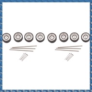 (FTQN) 8Pcs 1/64 Scale Steamer Alloy Wheels Tire Alloy Model Car General Modified Tire for 1:64 Vehi