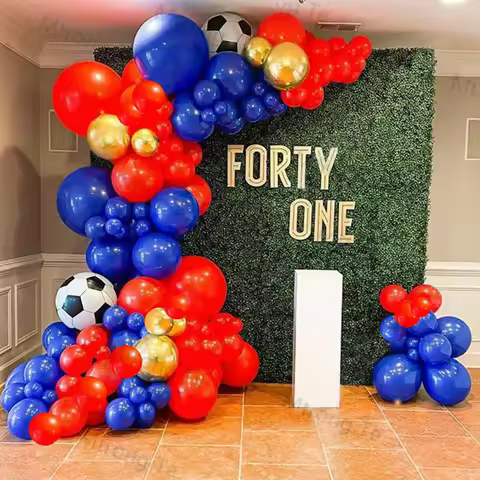 Wedding Birthday Party Decor 4D Gold 4D Soccer Red Blue Latex Balloon Garland Arch Holiday Event Bab
