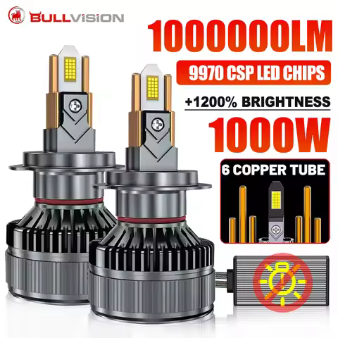 Bullvision H7 H4 Led CANBUS Headligh Bulb 6 Copper Tube 6000K H1 H8 H9 H11 9005 9006 High Power Led 