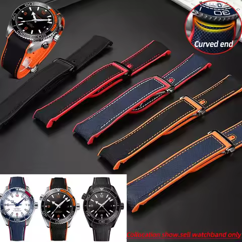 22mm 21mm 20mm For Omega Planet Curved Ocean 600 strap Seamaster 300 Rubber Watch Strap Seiko SKX Ny