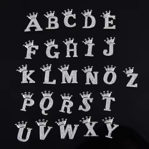 1Pcs Crown Alphabet A-Z Letters metal 3D Shoe Charms Garden Shoes Accessories Decoration Fit Kids Gi