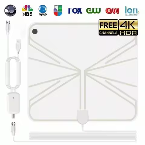 Digital TV Antenna with High Gain, 4K DTV Box Plug EU 5000 Miles Booster, Active Internal Antenna, H