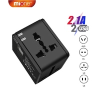 Mione International Travel Adapter 2.1A Dual USB Plug Socket Converter Multi-function Portable Travel Charger Power Adapter US UK EU AU Adapter