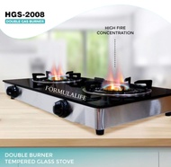 Double burner gas stove Kitchen burner gas stove HGS 2008 TEMPERED GLASS TOP (HOMSTAR