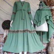 Set Syari Gamis Ceruti / Set Hijab Ceruti Arabian Terbaru / Set Hijab Renda