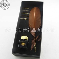 LS802 Dip Pen Feather Pen Movie Merchandise Wine Red Turkey Feather Dip Pen