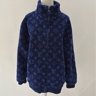 LV 藏藍色滿版老花Logo毛毛泰迪外套 size:M