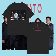 Potato band เสื้อยืดคอกลมผ้าฝ้ายพิมพ์ลายกราฟิก S-5XL