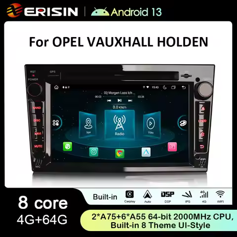 Erisin ES8960PB 7" IPS Android 13 For Opel Vivaro Signum Astra Corsa Car DVD Stereo DSP Wireless Car