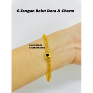 EMAS BANGKOK GELANG TANGAN BELUT DORA & CHARM
