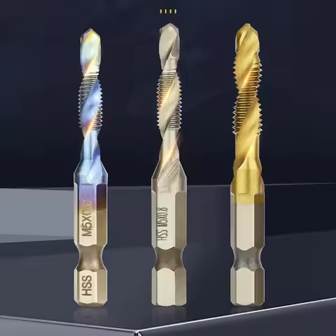 6pcs Tap Titanium Plated Hex Shank Drilling Bits HSS Screw Thread Metric Taping Screw Machine Tool M