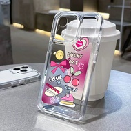 Good case ใหม่ เคสโทรศัพท์มือถือนิ่ม INS style  Cherry Cake Bow Smiley สําหรับ SPACE เคสใสกันกระแทก iPhone 14 13promax 12 11pro xr xs 7 8plus 15 Pro Max
