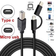 Micro Usb 2.0 + TYPE C USB-C USB3.1 Male To USB 2.0 Type-B Male OTG Cable For Phone Printer Scanner 