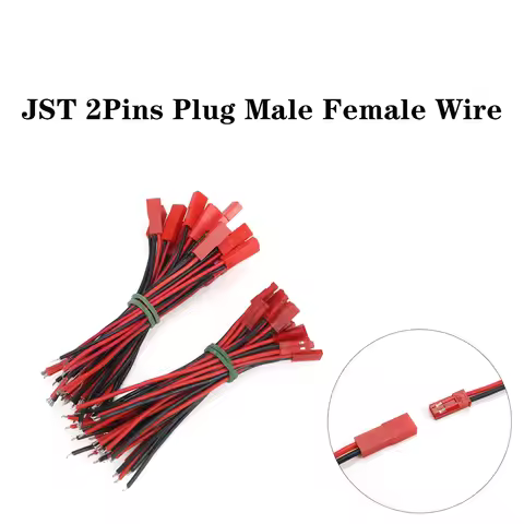 JST 2Pin Male Female Connector Cable 10cm Silicone Wire 2.54mm for RC Battery LED DIY
