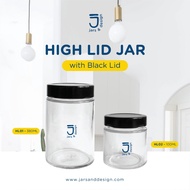 High Lid Jar 100ml High Lid Jar 380ml Round Glass Jar with Black Lid