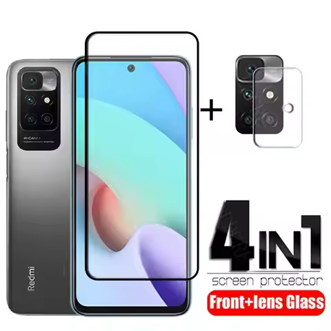 4-in-1 For Redmi 10 2022 Glass For Xiaomi Redmi 10 2022 Tempered Glass Full Cover Screen Protector F