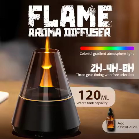 1PC USB Candle Light Aroma Diffuser, 7 Color LED, Essential Oil Can Be Added, Quiet, 3 Timers, Humid