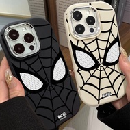 Creative Black Eye Mask Spider Man Phone Case Compatible for IPhone 7 8 Plus 11 13 12 14 15 Pro Max XR X XS MAX SE 2020 Metal Frame Anti Drop Silicone Soft Case