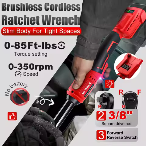 M-WALK 3/8'' 6'' Extended Ratchet Wrench 80Nm Cordless Electric Wrench Driver Auto Repair Tools For 