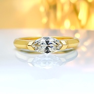 NEW Luxury 24K 9999 Pure Gold real gold Womens Simple Horse Eye Diamond Ring Rice Grain Diamond Mois