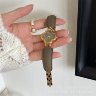 IEKE Fashionable Light Luxury Chanel Style Genuine Leather Bracelet Watch for Women with High-End Fe