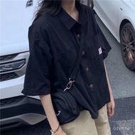 Small Lucky Series✨ Korean Version Shirt Short-Sleeved Summer New Style Top Female Student Loose Hal