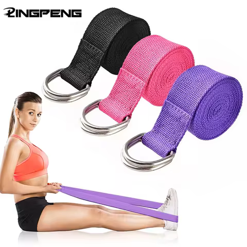 1Pc Yoga Strap For Yoga Pilates Ballet Dance With Adjustable D-Ring Buckle Cotton Yoga Belt For Fitn