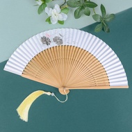 Silk Art Hall White Paper Fan Antique Fragrant Paper Folding Fan String Facial Paper Fan Gift Bamboo