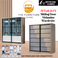 (INSTALLATION) 7FT X 6.5FT Height Custom Made Sliding Wardrobe/ Melamine Wardrobe /Almari Baju/ Anti Jump (14-21 delivery)