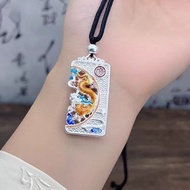 Pure Silver 9999 Dragon Phoenix Chengxiang Wuwu Brand Couple Pendant Sterling Silver Necklace Carved